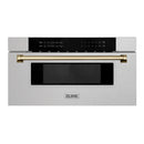 ZLINE Autograph Edition 30" 1.2 cu. ft. Built-In Microwave Drawer in Fingerprint Resistant Stainless Steel with Accents MWDZ-30-SS