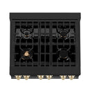 ZLINE Autograph Edition 30" 4.0 cu. ft. Dual Fuel Range with Gas Stove and Electric Oven in Black Stainless Steel with Accents