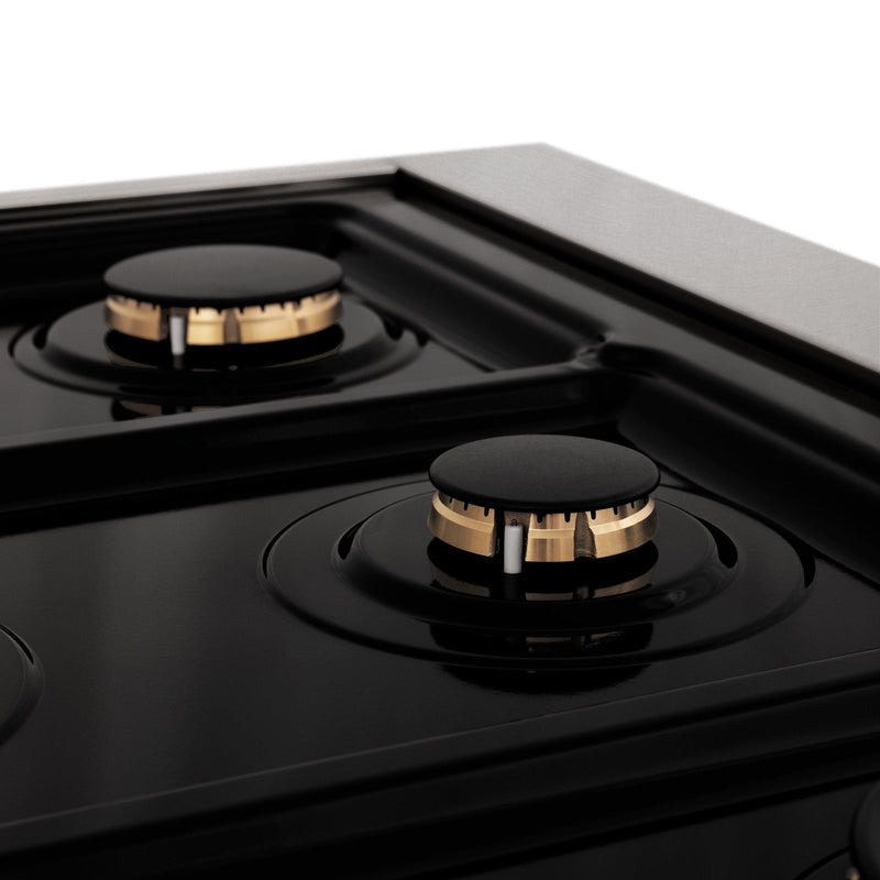 ZLINE Autograph Edition 30" 4.0 cu. ft. Dual Fuel Range with Gas Stove and Electric Oven in DuraSnow Stainless Steel with Accents