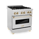 ZLINE Autograph Edition 30" 4.0 cu. ft. Dual Fuel Range with Gas Stove and Electric Oven in DuraSnow Stainless Steel with Accents