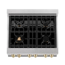 ZLINE Autograph Edition 30" 4.0 cu. ft. Dual Fuel Range with Gas Stove and Electric Oven in DuraSnow Stainless Steel with Accents