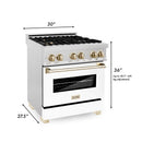 ZLINE Autograph Edition 30" 4.0 cu. ft. Dual Fuel Range with Gas Stove and Electric Oven in DuraSnow Stainless Steel with White Matte Door and Accents