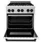 ZLINE Autograph Edition 30" 4.0 cu. ft. Dual Fuel Range with Gas Stove and Electric Oven in DuraSnow Stainless Steel with White Matte Door and Accents