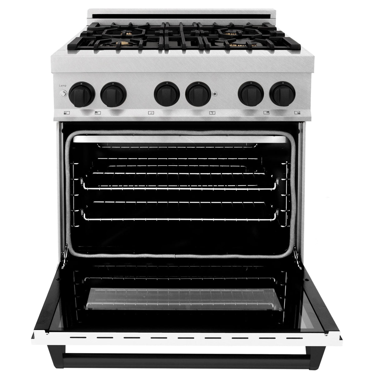 ZLINE Autograph Edition 30" 4.0 cu. ft. Dual Fuel Range with Gas Stove and Electric Oven in DuraSnow Stainless Steel with White Matte Door and Accents