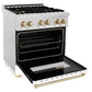 ZLINE Autograph Edition 30" 4.0 cu. ft. Dual Fuel Range with Gas Stove and Electric Oven in DuraSnow Stainless Steel with White Matte Door and Accents