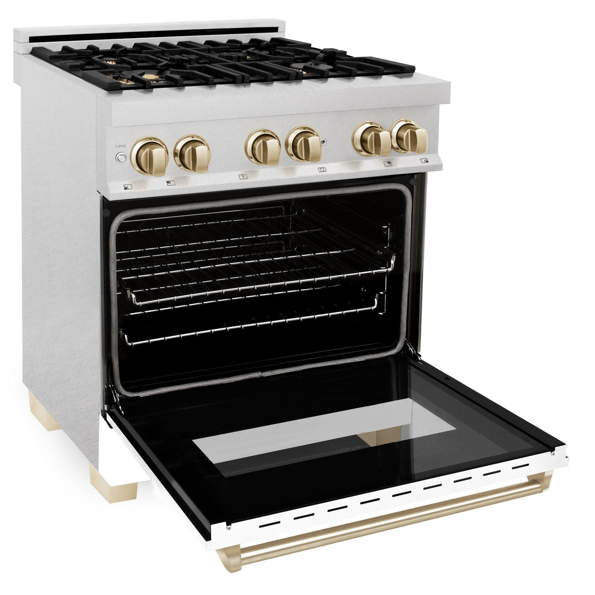 ZLINE Autograph Edition 30" 4.0 cu. ft. Dual Fuel Range with Gas Stove and Electric Oven in DuraSnow Stainless Steel with White Matte Door and Accents