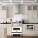 ZLINE Autograph Edition 30" 4.0 cu. ft. Dual Fuel Range with Gas Stove and Electric Oven in DuraSnow Stainless Steel with White Matte Door and Accents