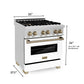 ZLINE Autograph Edition 30" 4.0 cu. ft. Dual Fuel Range with Gas Stove and Electric Oven in Stainless Steel with White Matte Door and Accents