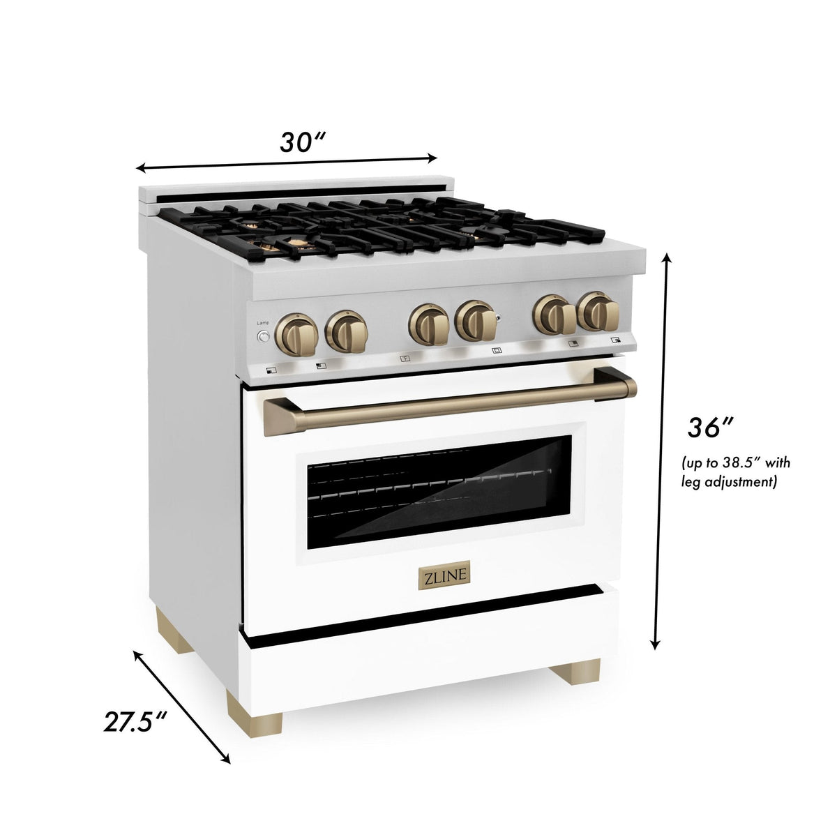 ZLINE Autograph Edition 30" 4.0 cu. ft. Dual Fuel Range with Gas Stove and Electric Oven in Stainless Steel with White Matte Door and Accents