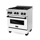 ZLINE Autograph Edition 30" 4.0 cu. ft. Dual Fuel Range with Gas Stove and Electric Oven in Stainless Steel with White Matte Door and Accents
