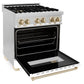 ZLINE Autograph Edition 30" 4.0 cu. ft. Dual Fuel Range with Gas Stove and Electric Oven in Stainless Steel with White Matte Door and Accents