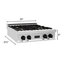 ZLINE Autograph Edition 30 in. Porcelain Rangetop with 4 Gas Burners in Stainless Steel and Matte Black Accents, RTZ-30-MB
