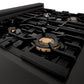 ZLINE Autograph Edition 30" Porcelain Rangetop with 4 Gas Burners in Black Stainless Steel and Accents