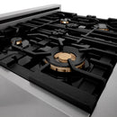 ZLINE Autograph Edition 30" Porcelain Rangetop with 4 Gas Burners in DuraSnow Stainless Steel With Accents
