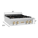 ZLINE Autograph Edition 30" Porcelain Rangetop with 4 Gas Burners in Stainless Steel with Accents