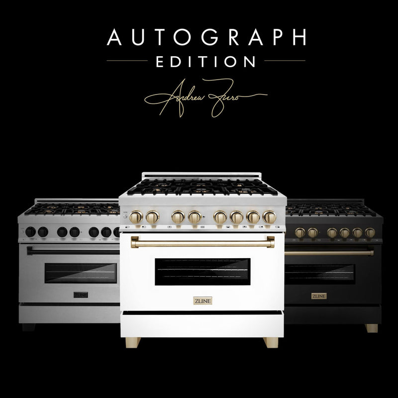 ZLINE Autograph Edition 30" Porcelain Rangetop with 4 Gas Burners in Stainless Steel with Accents