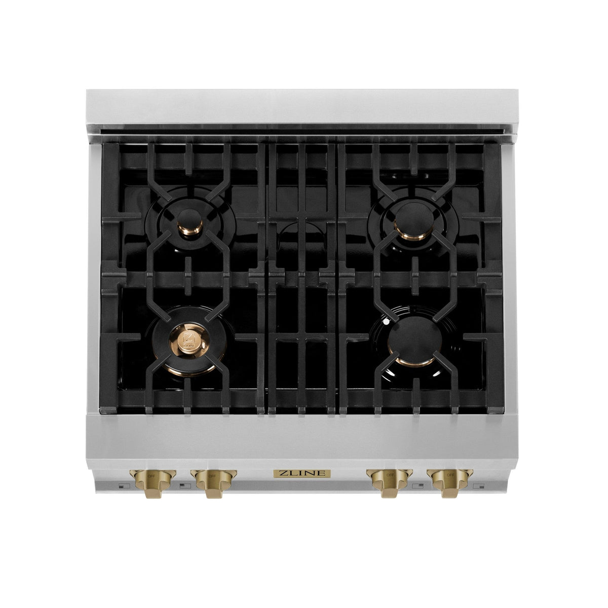 ZLINE Autograph Edition 30" Porcelain Rangetop with 4 Gas Burners in Stainless Steel with Accents