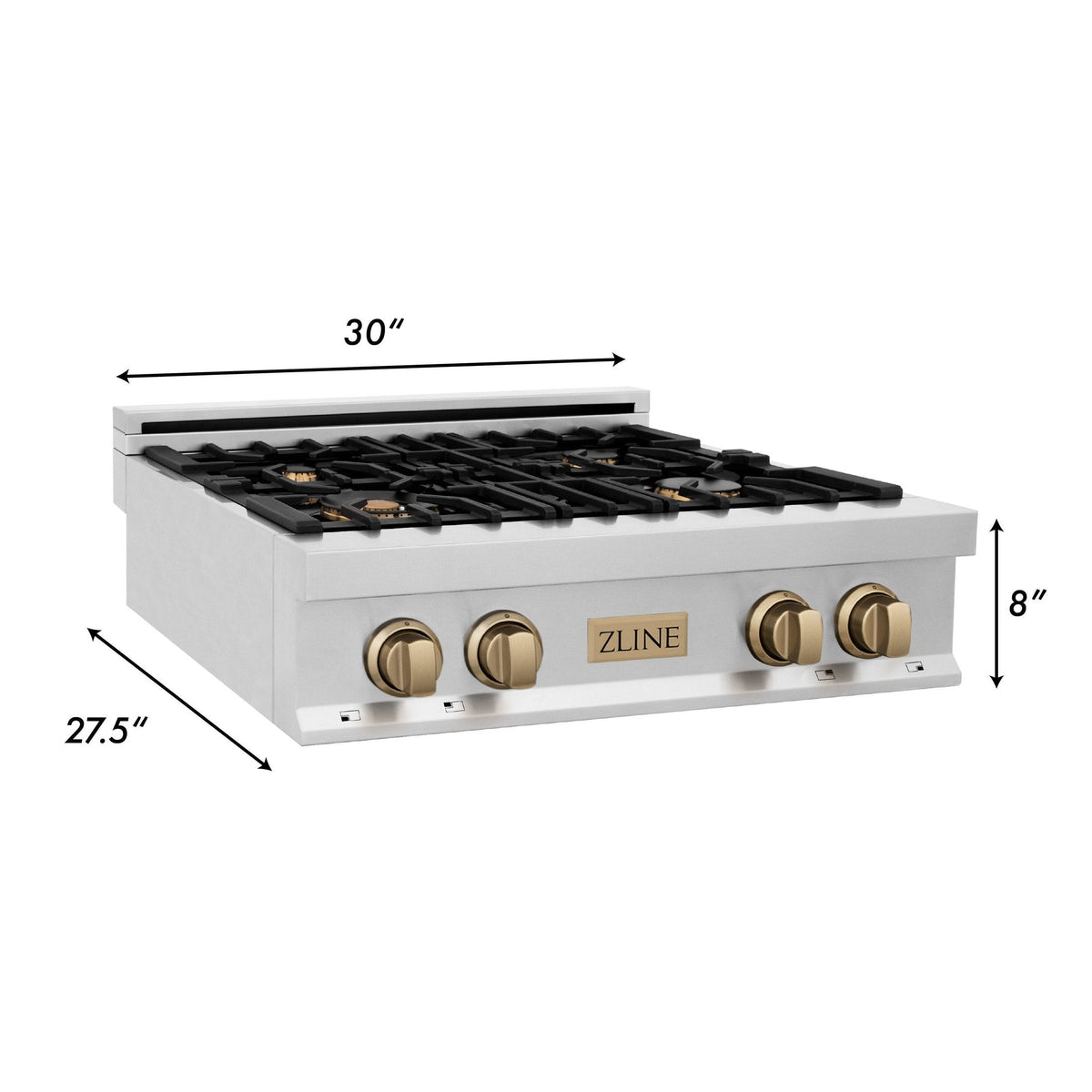 ZLINE Autograph Edition 30" Porcelain Rangetop with 4 Gas Burners in Stainless Steel with Accents