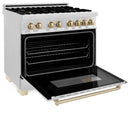 ZLINE Autograph Edition 36" 4.6 cu. ft. Dual Fuel Range with Gas Stove and Electric Oven in DuraSnow Stainless Steel with Accents
