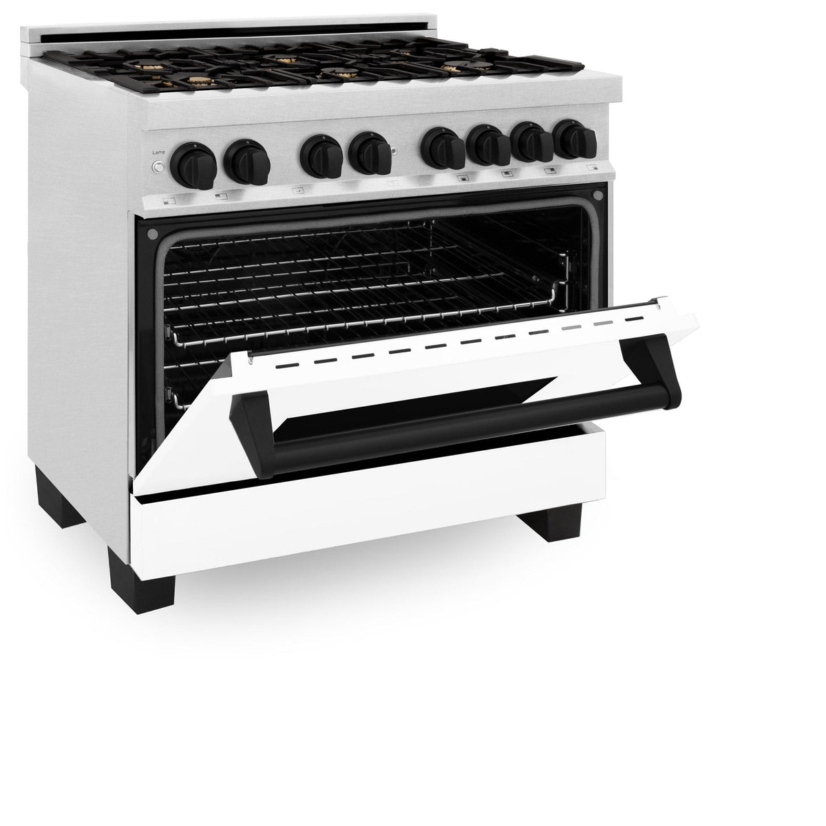 ZLINE Autograph Edition 36" 4.6 cu. ft. Dual Fuel Range with Gas Stove and Electric Oven in DuraSnow Stainless Steel with White Matte Door and Accents