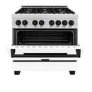 ZLINE Autograph Edition 36" 4.6 cu. ft. Dual Fuel Range with Gas Stove and Electric Oven in DuraSnow Stainless Steel with White Matte Door and Accents