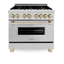 ZLINE Autograph Edition 36" 4.6 cu. ft. Dual Fuel Range with Gas Stove and Electric Oven in Stainless Steel with Accents