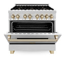 ZLINE Autograph Edition 36" 4.6 cu. ft. Dual Fuel Range with Gas Stove and Electric Oven in Stainless Steel with Accents