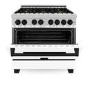 ZLINE Autograph Edition 36" 4.6 cu. ft. Dual Fuel Range with Gas Stove and Electric Oven in Stainless Steel with White Matte Door and Accents