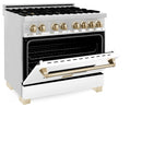 ZLINE Autograph Edition 36" 4.6 cu. ft. Dual Fuel Range with Gas Stove and Electric Oven in Stainless Steel with White Matte Door and Accents