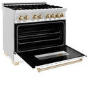 ZLINE Autograph Edition 36" 4.6 cu. ft. Dual Fuel Range with Gas Stove and Electric Oven in Stainless Steel with White Matte Door and Accents