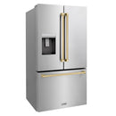 ZLINE Autograph Edition 36 -Inch 28.9 cu. ft. Standard-Depth French Door External Water Dispenser Refrigerator with Dual Ice Maker in Fingerprint Resistant Stainless Steel and Champagne Bronze Handles RSMZ-W-36-CB