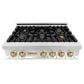 ZLINE Autograph Edition 36" Porcelain Rangetop with 6 Gas Burners in Stainless Steel with Accents