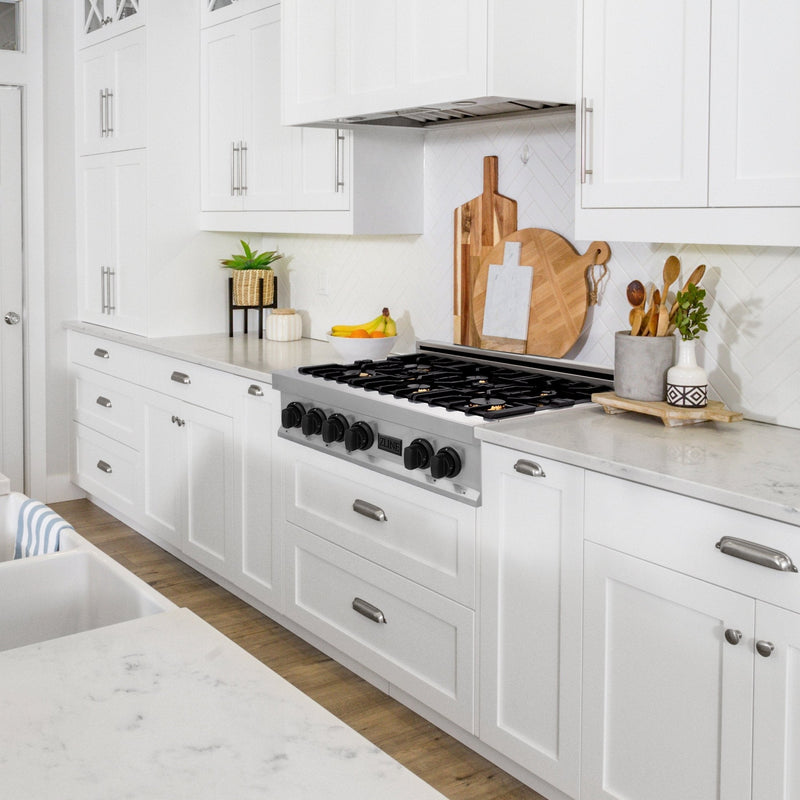 ZLINE Autograph Edition 36" Porcelain Rangetop with 6 Gas Burners in Stainless Steel with Accents