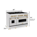 ZLINE Autograph Edition 48" 6.0 cu. ft. Dual Fuel Range with Gas Stove and Electric Oven in DuraSnow Stainless Steel with Accents