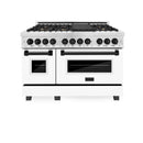 ZLINE Autograph Edition 48" 6.0 cu. ft. Dual Fuel Range with Gas Stove and Electric Oven in DuraSnow Stainless Steel with White Matte Door with Accents
