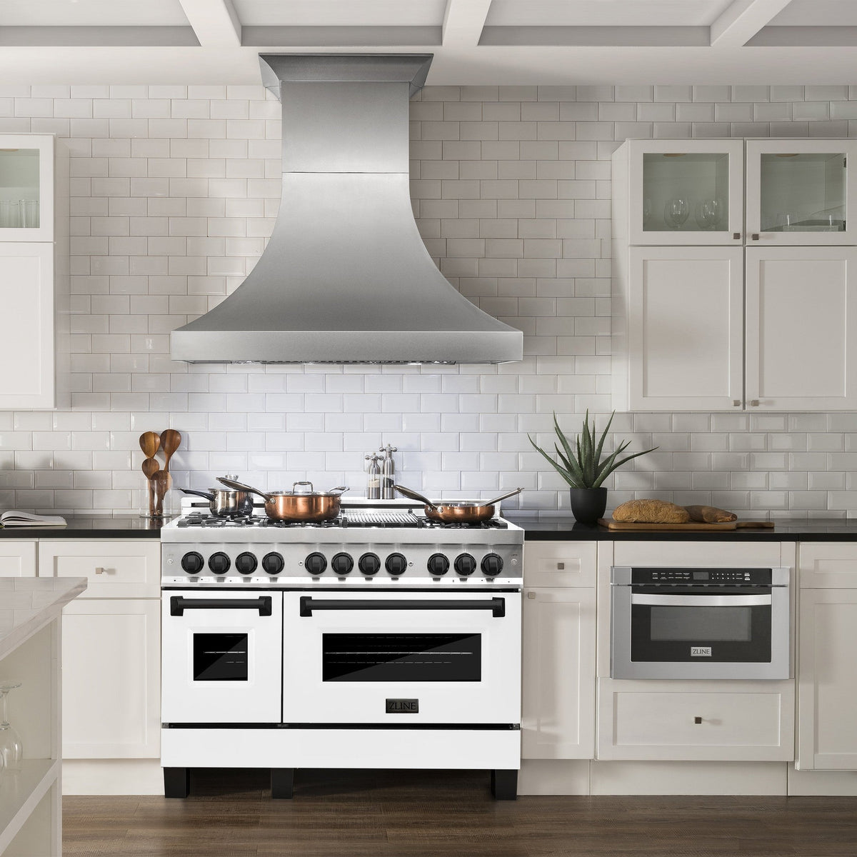 ZLINE Autograph Edition 48" 6.0 cu. ft. Dual Fuel Range with Gas Stove and Electric Oven in Stainless Steel with White Matte Door and Accents