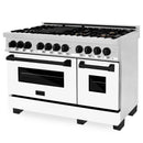 ZLINE Autograph Edition 48" 6.0 cu. ft. Dual Fuel Range with Gas Stove and Electric Oven in Stainless Steel with White Matte Door and Accents