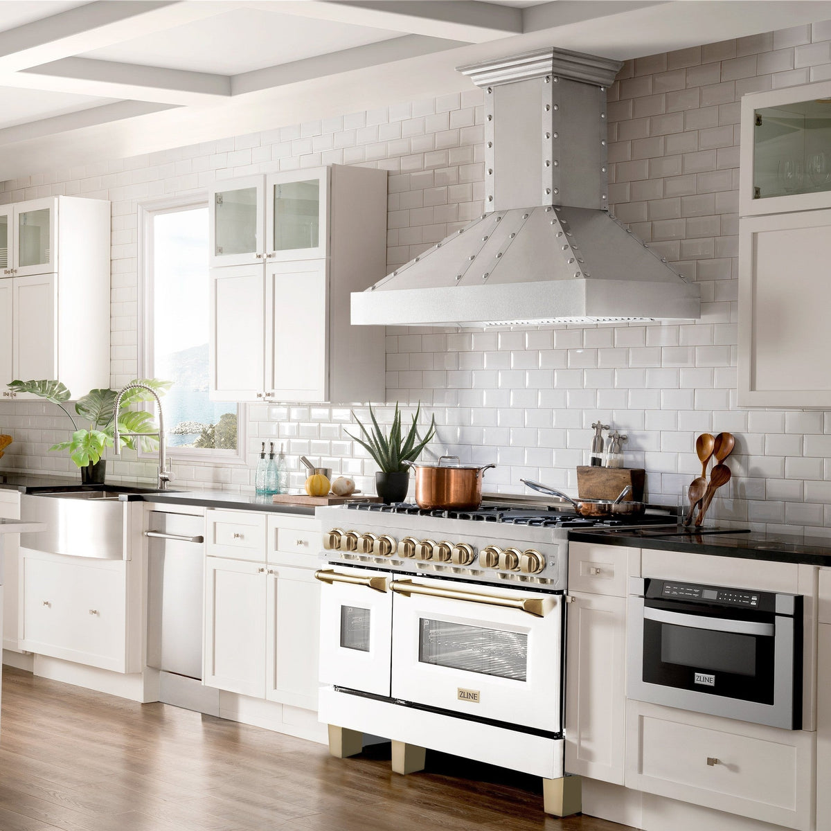 ZLINE Autograph Edition 48" 6.0 cu. ft. Dual Fuel Range with Gas Stove and Electric Oven in Stainless Steel with White Matte Door and Accents