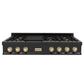 ZLINE Autograph Edition 48" Porcelain Rangetop with 7 Gas Burners in Black Stainless Steel With Accents