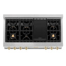 ZLINE Autograph Edition 48" Porcelain Rangetop with 7 Gas Burners in Dura Snow Stainless Steel With Accents