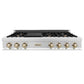 ZLINE Autograph Edition 48" Porcelain Rangetop with 7 Gas Burners in Stainless Steel With Accents