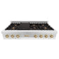 ZLINE Autograph Edition 48" Porcelain Rangetop with 7 Gas Burners in Stainless Steel With Accents