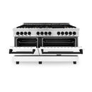 ZLINE Autograph Edition 60" 7.4 cu. ft. Dual Fuel Range with Gas Stove and Electric Oven in Stainless Steel with White Matte Door and Accents