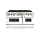 ZLINE Autograph Edition 60" 7.4 cu. ft. Dual Fuel Range with Gas Stove and Electric Oven in Stainless Steel with White Matte Door and Accents - RAZ-WM-60