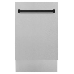ZLINE Autograph Series 18 In. Dishwasher in DuraSnow Stainless Steel with Matte Black Handle, DWVZ-SN-18-MB
