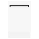 ZLINE Autograph Series 18 In. Dishwasher in White Matte with Champagne Bronze Handle