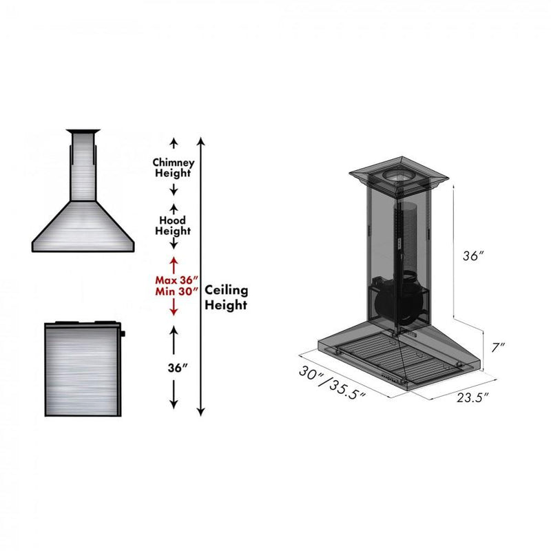 ZLINE Designer Series Hand Hammered Copper Island Mount Range Hood
