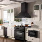 ZLINE Ducted Vent Black Stainless Steel Wall Mount Range Hood BS655N