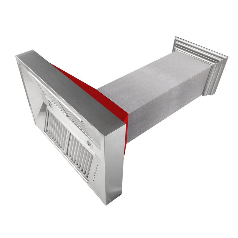 ZLINE DuraSnow Stainless Steel Range Hood with Red Matte Shell 