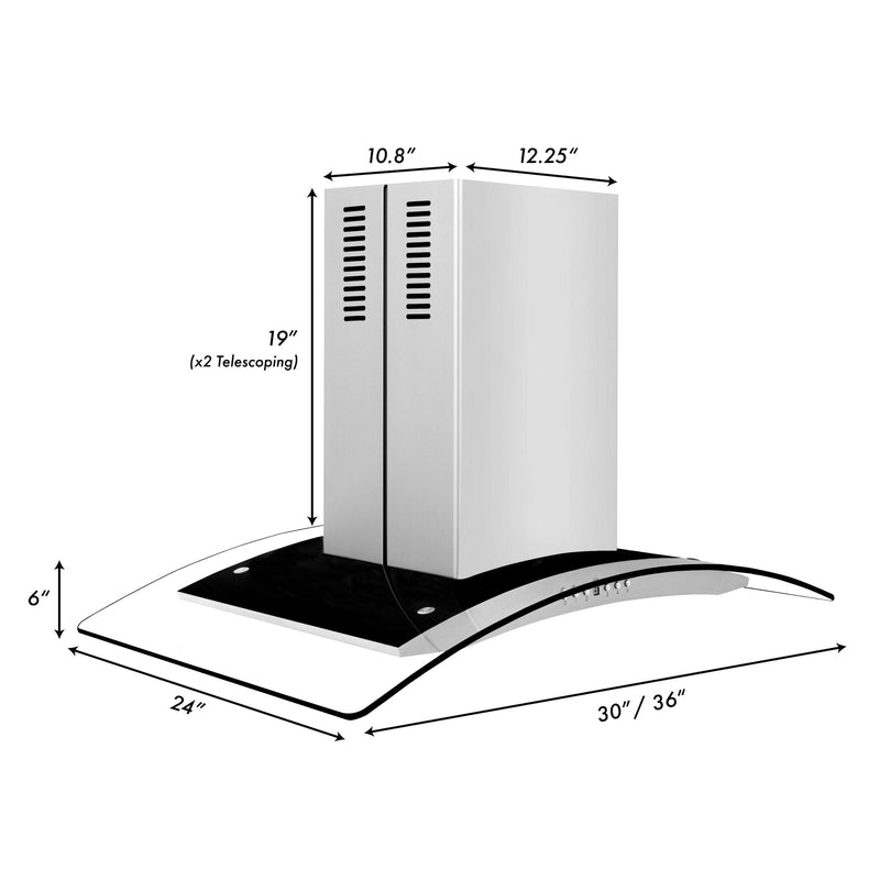 ZLINE Island Mount Range Hood in Stainless Steel & Glass